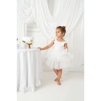 My Baby By Merry Beyaz çiçekli bale elbisesi - doğumgünü parti elbisesi