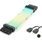 My Best Store 24 Pin Argb Power Supply Uzatma Kablosu Gümüş Kaplamalı Bükülebilir 2 mm 108 LED Siyah ND2814B - 300 W
