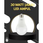 My Best Store Acil Durumlar Için Şarjlı LED Ampul 6400K Soğuk Beyaz 30 Watt - 1 m - Renkli