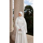 My Blog Beyaz Saten Uzun Dantel Detaylı Elbise - 4951
