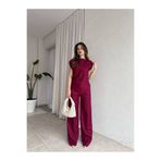 My Blog Bordo Asimetrik Bluz Pantolon Takım - 7227