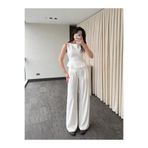 My Blog Ekru Beli Pileli Bluz Pantolon Takım - 7700