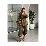 My Blog Haki Kimono Şalvarlı İkili Saten Takım - 51242