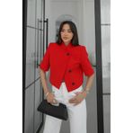 My Blog Kırmızı Kısa Kollu Crop Blazer Ceket - 504368