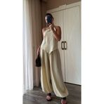 My Blog Tereyağ Sarısı Asimetrik Balon Pantolon Takım - 30450