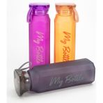 My Bottle 500 Ml 0,5 lt Köşeli Renkli Cam Matara Meyve Suyu İçecek Suluk Su Şişesi Turuncu