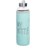 My Bottle Kadife Kılıflı Cam Matara Sağlıklı Turkuaz Su Şişesi Kılıflı 470 ml