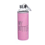 My Bottle Pembe-Gri 470 ml Peluş Kılıflı Matara