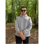 My Butik Erkek 3 Iplik Basic Oversize Kanguru Cepli Kapüşonlu Sweatshirt - Açık Gri