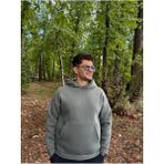 My Butik Erkek 3 Iplik Basic Oversize Kanguru Cepli Kapüşonlu Sweatshirt - Haki Yeşil