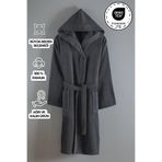 My Catherine Premium Pamuk Kapşonlu Bornoz, 3XL, GONCA, Koyu Gri, üniseks-yetişkin