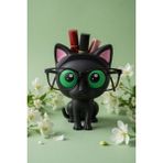 My Craft 3D Kedi Figürlü Gözlük Standı Gözlüklük Kalemlik Makyaj Fırçası Ruj Organizer Masaüstü Dekoratif Ofis Düzenleyici - Yeşil
