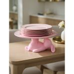 My Craft 3D MYCRAFT3D Dekoratif Tavşan Figürlü Tatlı Tabağı Standı Pasta Standı Mutfak Servis Standı 15X15 Şık Hediye - Pembe