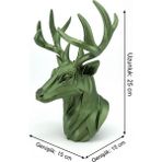 My Craft 3D MYCRAFT3D Geometrik Geyik Büst Heykel 3D Baskı Pla Modern Dekoratif Obje 25X15 cm Masaüstü Ev Ofis Dekoru - Koyu Yeşil