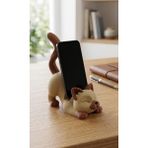 My Craft 3D MYCRAFT3D Kedi Figürlü Telefon Tutucu Stand - 3D Baskı Ofis Masaüstü Aksesuarı ve Biblo - Kahverengi - Krem