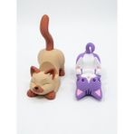 My Craft 3D MYCRAFT3D Mavi Kedi Figürlü Telefon Tutucu Stand - 3D Baskı Ofis Masaüstü Aksesuarı ve Biblo - Mor - Bej