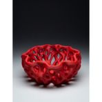 My Craft 3D MYCRAFT3D Organik Delikli Dekoratif Kase Modern Şık Hafif Dayanıklı Ev Dekoru 20X9 cm - Kırmızı