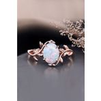 My Diamond Opal Taşlı Vintage Yaprak Tasarım Altın Yüzük