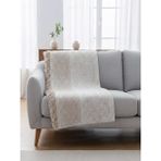 My Evilla Bej Krem Koltuk Örtüsü Kanepe Için Kaymaz Tabanlı Şık Dokulu Saçaklı Modern Salon Örtüsü 170X220CM - 170 x 220 cm - Krem - Bej