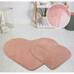 My Evilla Dekoratif Halı Jel Kaymaz Taban Peluş Puffy Model Pembe Paspas Takımı 70X100-70X60