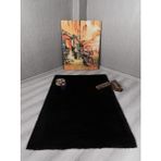 My Evilla Dekoratif Tavşan Tüyü Ultra Yumuşak Peluş Kaymaz Halı Yolluk - 100 x 200 cm - Siyah