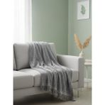 My Evilla Gri Koltuk Örtüsü Kanepe Için Kaymaz Tabanlı Şık Dokulu Saçaklı Modern Salon Örtüsü 170X220CM - 170 x 220 cm
