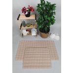 my evilla Modern Bubble Yıkanabilir Kaymaz Peluş Banyo Paspası Halısı 2'li Klozet Takımı 50x80-50x40cm Açık Bej