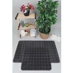 my evilla Modern Bubble Yıkanabilir Kaymaz Peluş Banyo Paspası Halısı 2li Klozet Takımı 50X80-50x40cm Antrasit