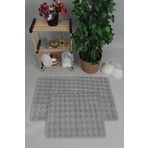 my evilla Modern Bubble Yıkanabilir Kaymaz Peluş Banyo Paspası Halısı 2'li Klozet Takımı 50X80-50x40cm Gri