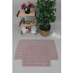 my evilla Modern Bubble Yıkanabilir Kaymaz Peluş Banyo Paspası Halısı 2'li Klozet Takımı 50x80-50x40cm Pembe