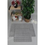 my evilla Modern Bubble Yıkanabilir Kaymaz Peluş Banyo Paspası Halısı 2'li Klozet Takımı 60x100-50x60cm Gri