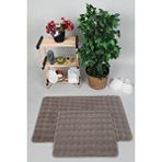 My Evilla Modern Bubble Yıkanabilir Kaymaz Peluş Banyo Paspası Halısı 2'li Klozet Takımı 60x100-50x60cm Vizon Çok Renkli