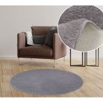 My Evilla Modern Dekoratif Halı Jel Kaymaz Taban Peluş Puffy Yuvarlak Gri - 120 x 120 cm
