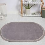 My Evilla Modern Dekoratif Jel Kaymaz Taban Peluş Gri Saçaklı Oval Halı