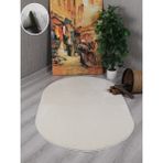 My Evilla Modern Dekoratif Kaymaz Taban Rabbit Oval Halı Yolluk - 80 x 100 cm - Krem