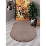 My Evilla Modern Dekoratif Kaymaz Taban Rabbit Oval Halı Yolluk Vizon 100 x 200