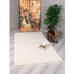 My Evilla Modern Dekoratif Örgü Saçaklı Simirna Peluş Halı Yolluk Krem 80 x 200