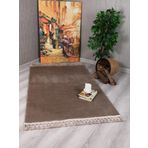 My Evilla Modern Dekoratif Örgü Saçaklı Simirna Peluş Halı Yolluk Vizon 100 x 300