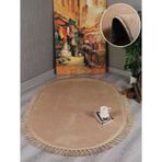 My Evilla Modern Dekoratif Oval Örgü Saçaklı Simirna Peluş Halı Yolluk