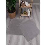 My Evilla Modern Dekoratif Peluş Simirna 50x80-50x40 Banyo Klozet Takımı Gri