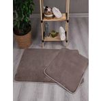 My Evilla Modern Dekoratif Peluş Simirna 50x80-50x40 Banyo Klozet Takımı Vizon