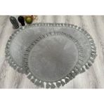 My Evilla Modern Dekoratif Simirna Peluş Oval Ponpon Saçaklı Klozet Takımı 60X100 - 50X60 - Açık Gri