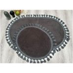 My Evilla Modern Dekoratif Simirna Peluş Oval Ponpon Saçaklı Klozet Takımı 60X100 - 50X60 - Antrasit