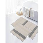 My Evilla Naturel Pamuklu Kilim Yıkanabilir Banyo Paspası Seti 2'li Klozet Takımı 60x100-50x60cm 7021 Bej