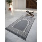My Evilla Seccade Hafif Katlanabilir Yıkanabilir Namazlık Şık Motifli Çeyizlik ve Hediyelik Gri 4 - 70 x 120 cm
