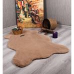 My Evilla Tavşan Tüyü Dekoratif Ultra Yumuşak Post Peluş Kaymaz Halı Camel Çok Renkli