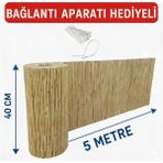 My Family Hasır Çit 40X5 Metre Misinalı Kamış Bahçe Çiti Balkon Gölgelik Rüzgarlık +Bağlantı Hediyeli