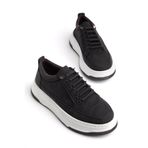 MY GROSS SHOES Erkek Siyah Akıllı Bağcıklı Yüksek Taban Spor Sneaker Ayakkabı