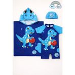My Kids Wear Erkek Çocuk Deniz Kombini 3’lü Set – Mayo, Havlu ve Bone 12575 - Mavi - 4 - 5 Yaş