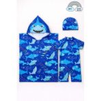 My Kids Wear Erkek Çocuk Deniz Kombini 3’lü Set – Mayo, Havlu ve Bone 12582 - Renkli - 7 - 8 Yaş